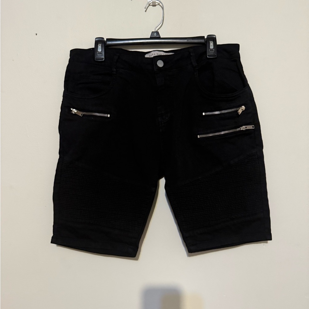 Zara Man Black Button Shorts w/ Zippers